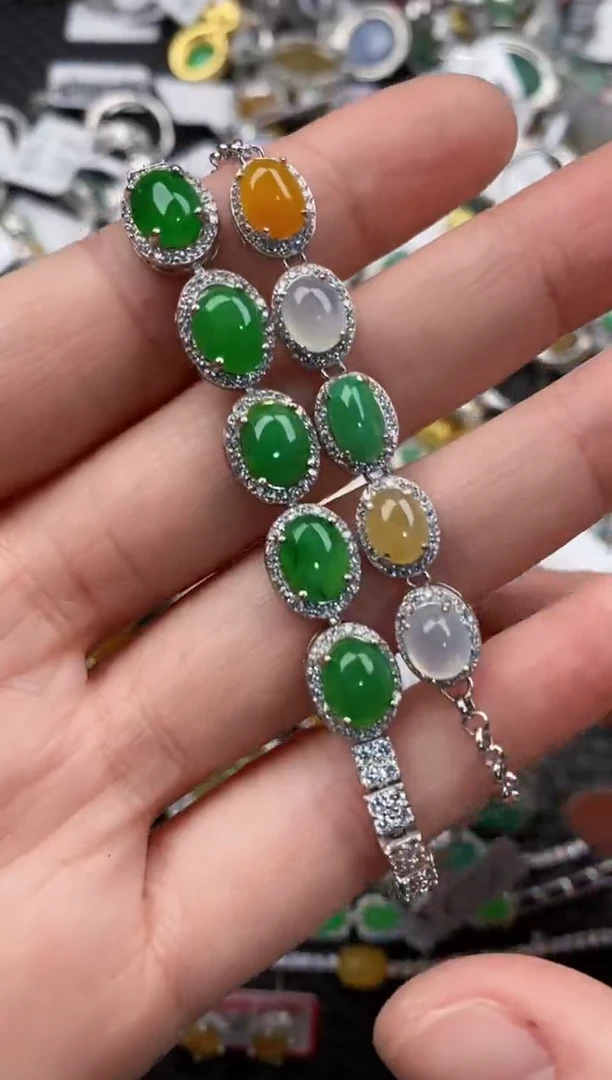 银S925镶嵌戒指翡翠888             6