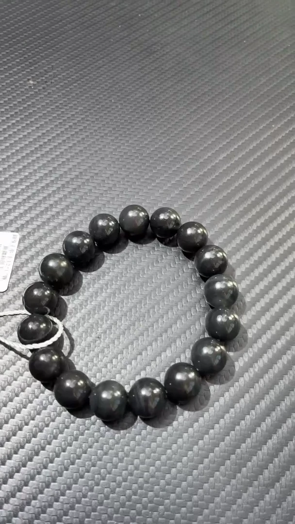 未镶嵌手串和田玉若羌微色差聚墨青花卡12手串