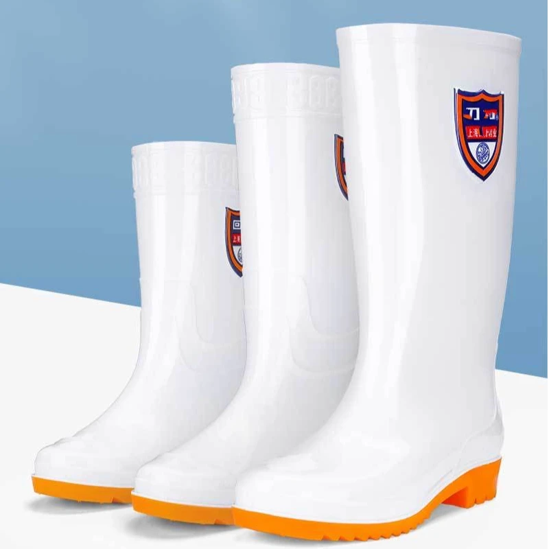 食品雨靴上海雨鞋高筒男女白色防水防滑中筒防油加工厂防护劳保鞋
