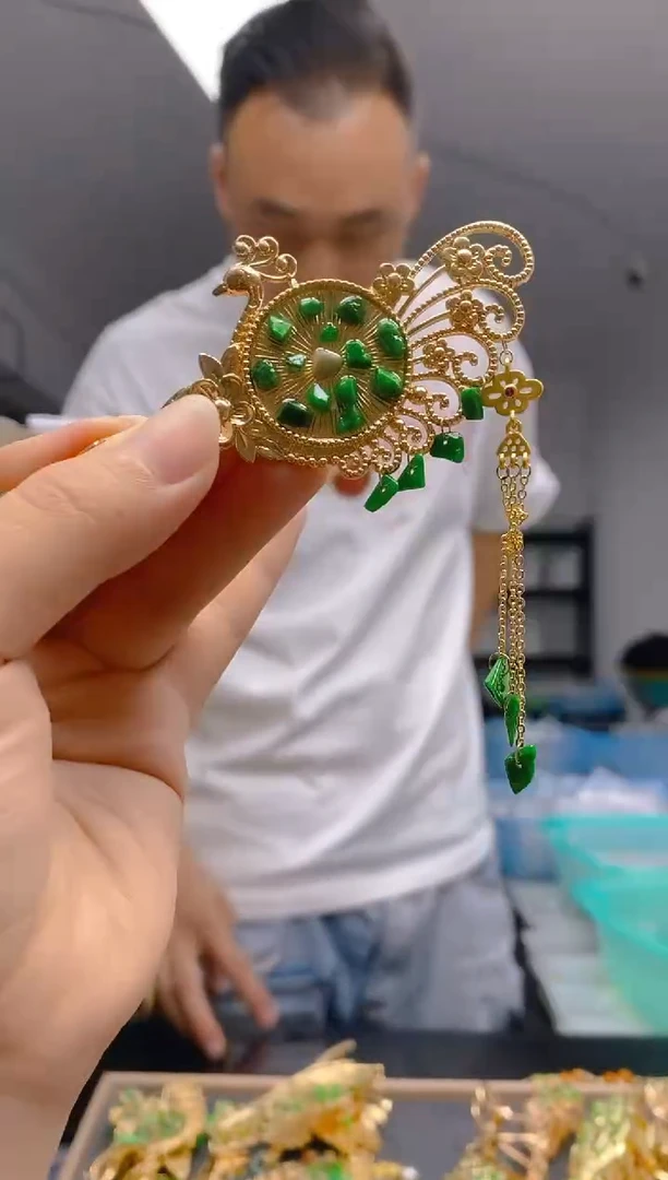 翡翠合金耳饰0258翡翠发簪