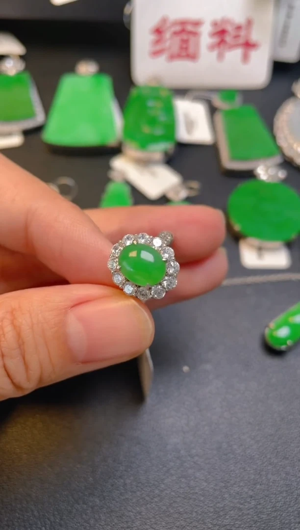 吊坠(不含链)银S925镶嵌翡翠jz