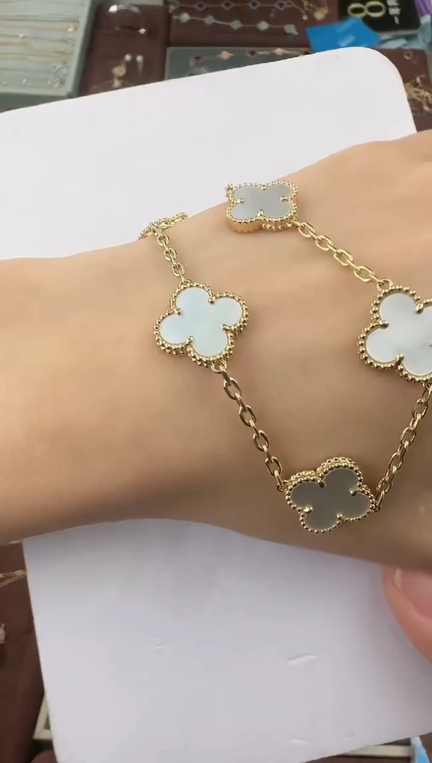 【闪购商品】贝壳手链18K金镶嵌白五花手链【高定版】