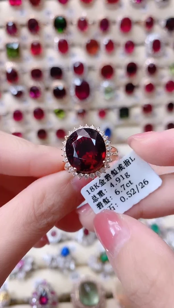 18K金戒指18K金镶嵌碧玺1