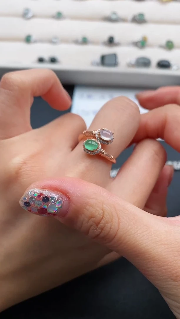 银S925镶嵌戒指翡翠7777777+2