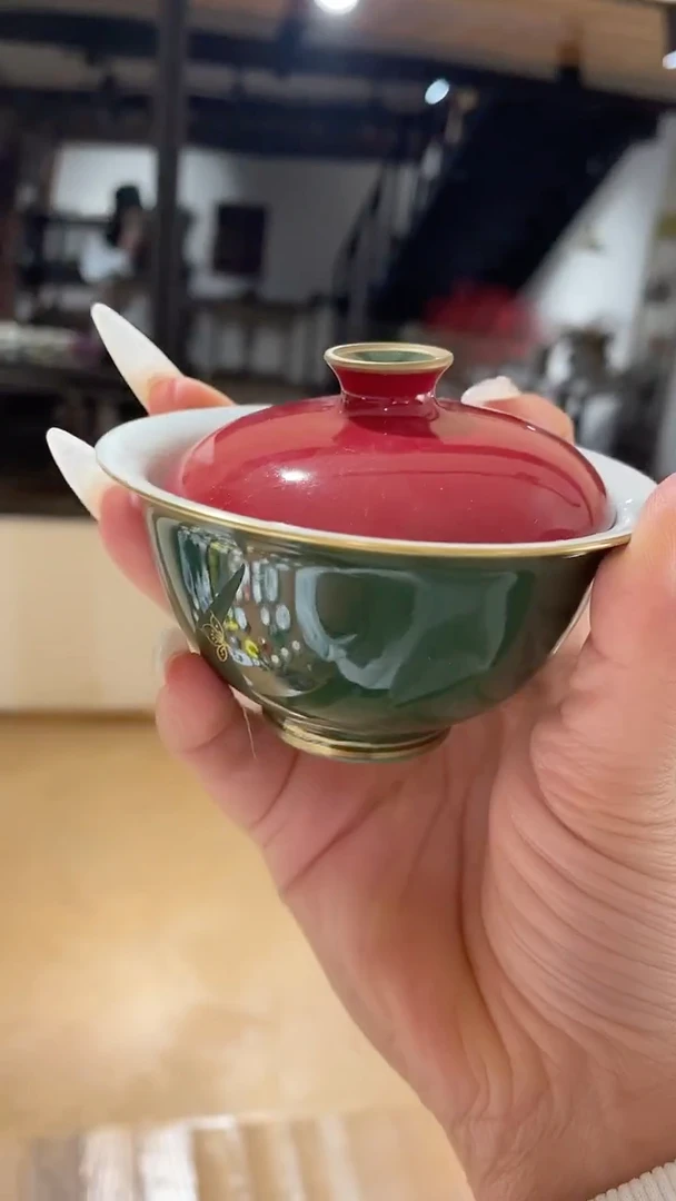 绿肥红瘦盖碗（盖子玫红和正红随机发）