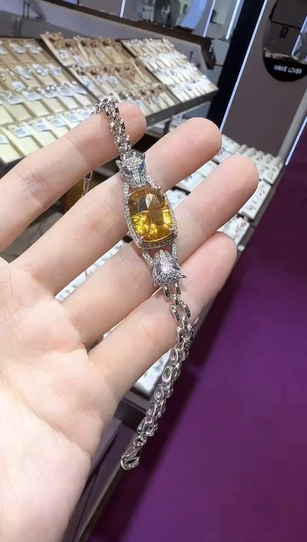 银S925镶嵌手链黄晶高级款