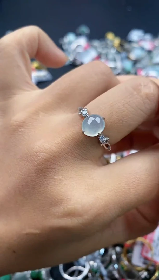 银S925镶嵌戒指翡翠111---8