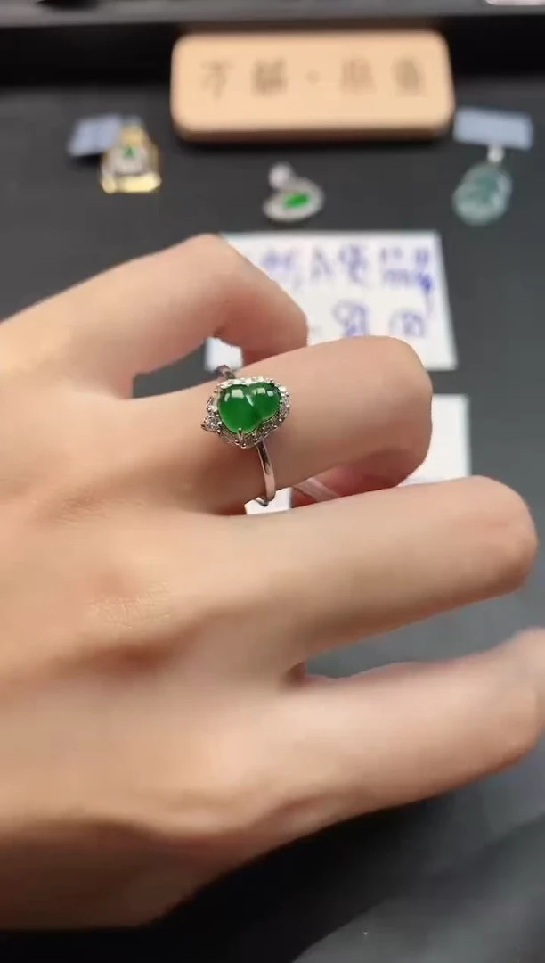 银S925镶嵌戒指翡翠51151