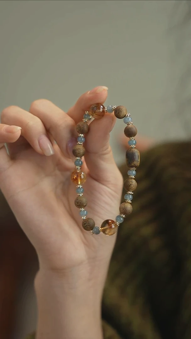 非洲檀香无事牌白***拜黄塔晶+8mm莺歌绿