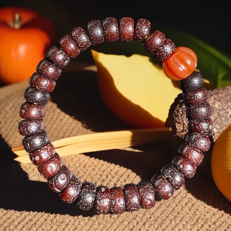 【吖咕嘟】藏地老星月手串 颜色红润 开片收缩到位 男女同款