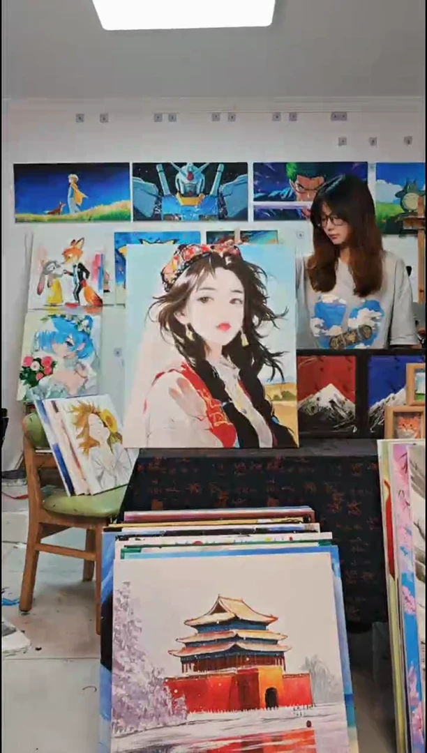 丙烯画重****袭异域风情女孩丙烯画x