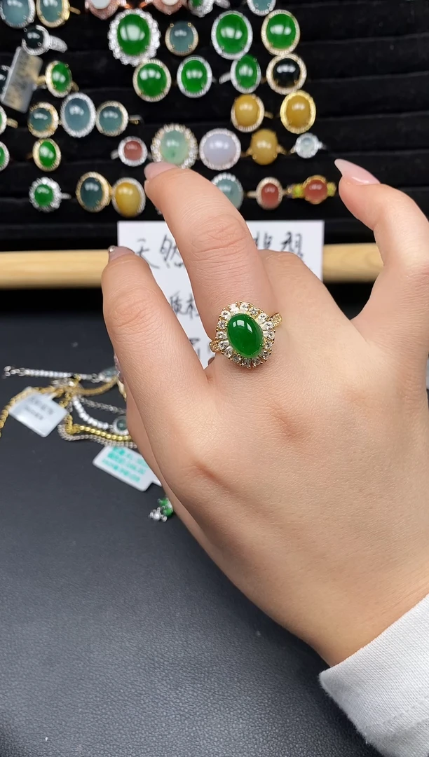 银S925镶嵌戒指翡翠5688