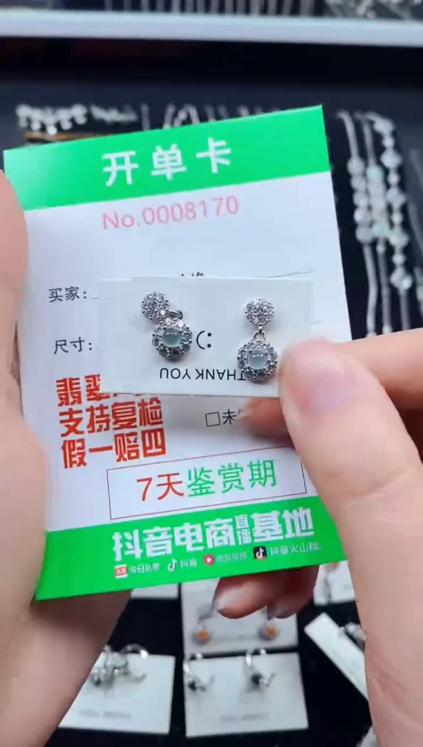 【闪购商品】翡翠耳饰银S925镶嵌8170