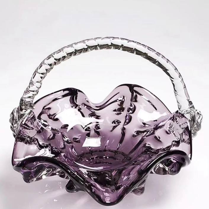 轻奢创意琉璃家用客厅装饰零食水果收纳提篮