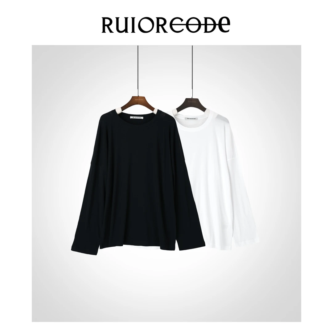 【RUIORCODE】轻薄款舒适圆领落肩长袖T恤   理性消费