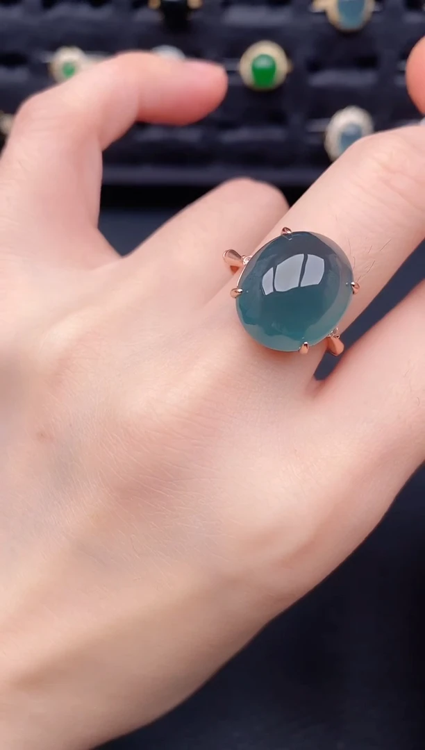 银S925镶嵌戒指翡翠天然a货翡翠553