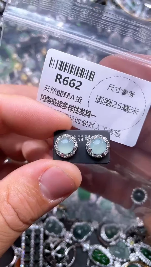 【闪购商品】翡翠颈饰未镶嵌R662耳钉