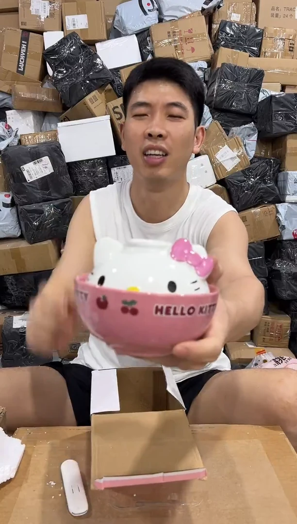 瓷片B款原盒kt猫带盖泡面碗