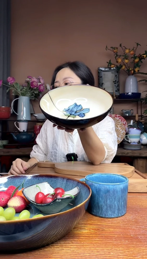 陶瓷8英寸兰花汤碗 微瑕疵