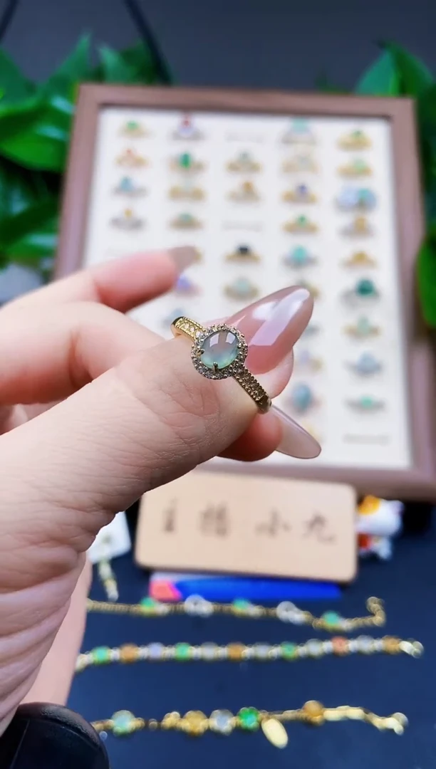 翡翠戒指银S925镶嵌12