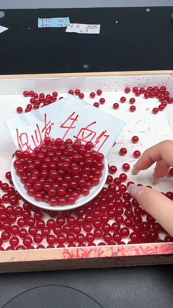 未镶嵌南红玛瑙珠宝半成品牛血红N337卡8mm散珠25颗