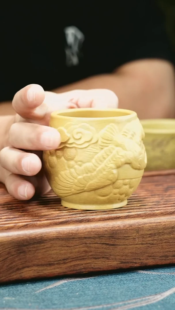 茶杯紫砂段泥花器