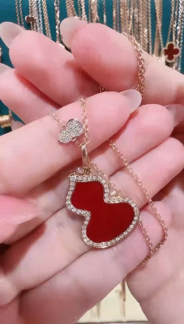 【闪购商品】钻石套链18K金镶嵌红色葫芦套链