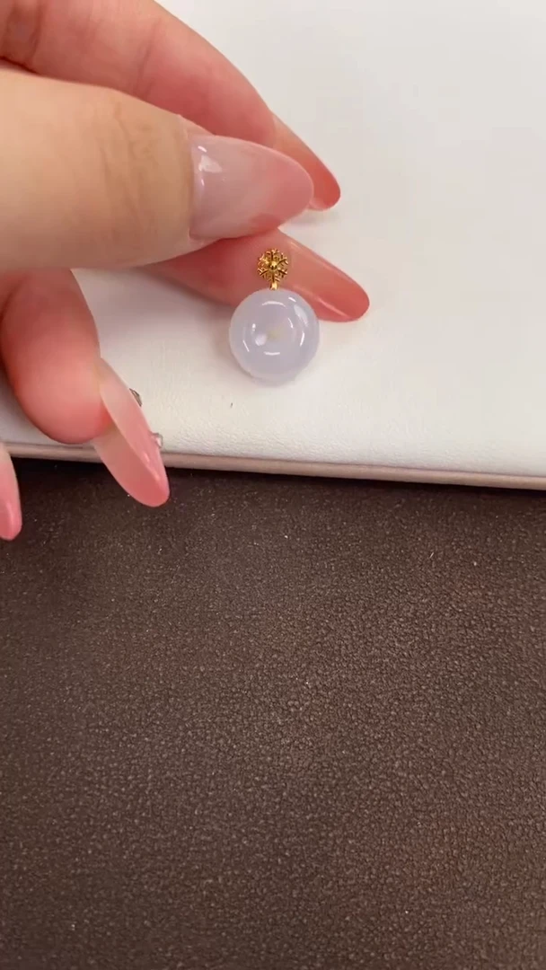 翡翠18K金镶嵌吊坠(赠链)天然缅甸A货翡翠