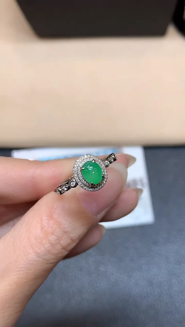 18K金镶嵌戒指翡翠【48小时鉴赏期】蛋面【无服务费