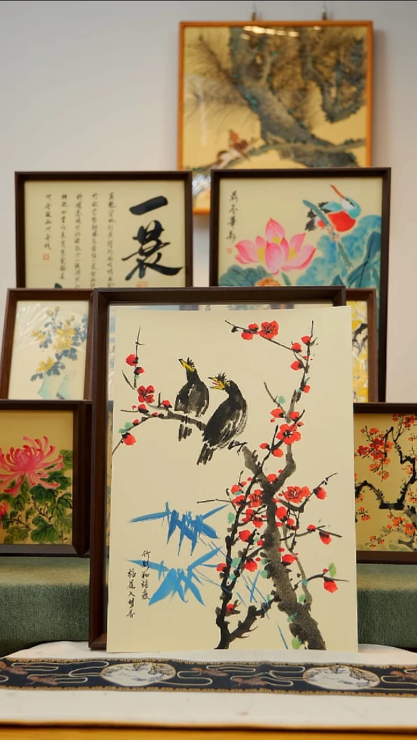 国画A3不落名绘画带框发货  g095