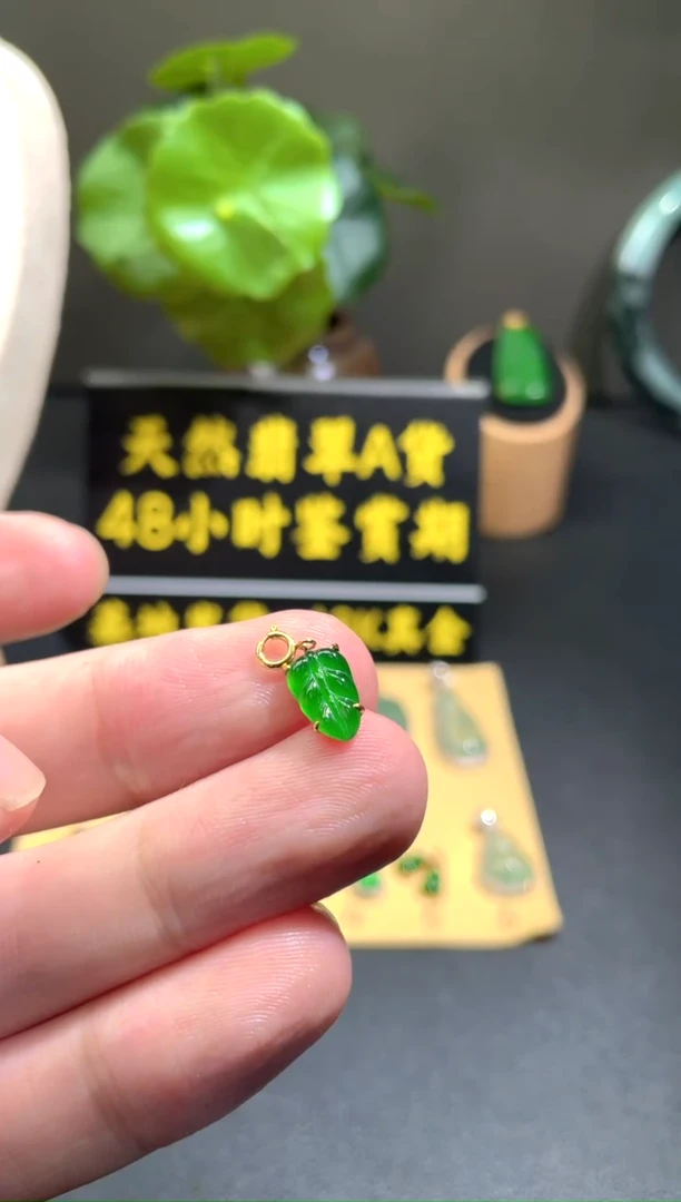 颈饰18K金镶嵌翡翠翡翠A货