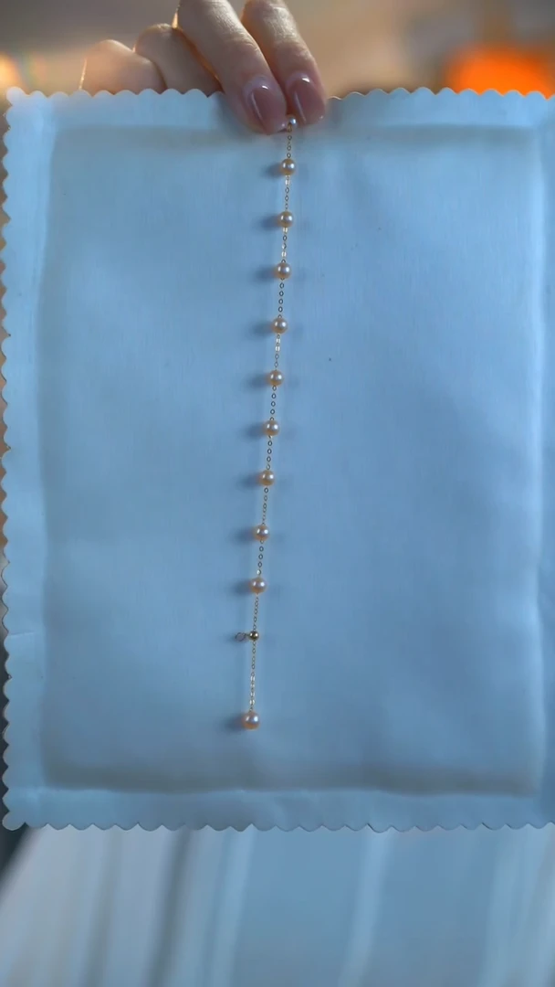 18K金镶嵌手链淡水珍珠淡水珍珠/玫瑰金色珍珠满天星手链4-5MM