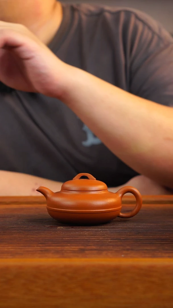 茶壶紫砂朱泥线园壶100CC