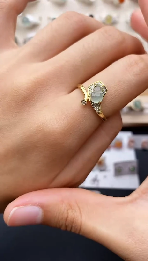 【闪购商品】翡翠戒指银S925镶嵌缅甸翡翠