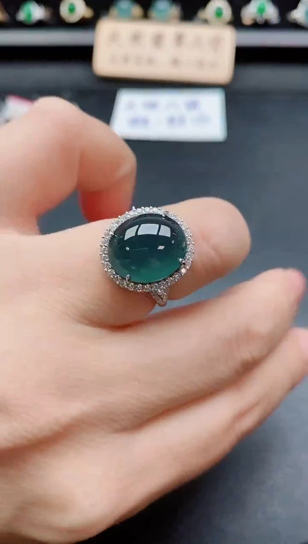 银S925镶嵌戒指翡翠1