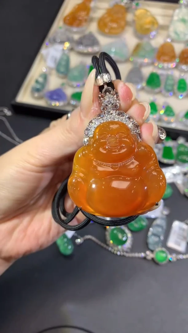 吊坠(不含链)18K金镶嵌翡翠菲130-佛公