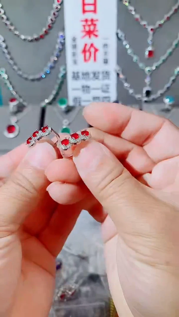 耳饰未镶嵌红宝石红宝石耳扣