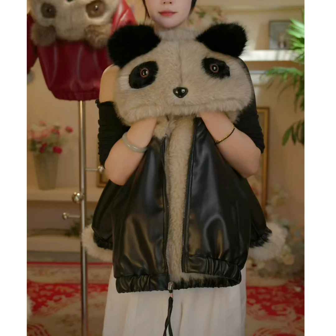 童绣阁【小熊猫】2025新款冬款男女童洋气时尚加厚外套