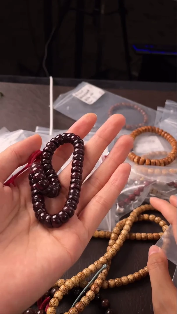 星月菩提手串精工级朱砂供大肠8*6手持（B）