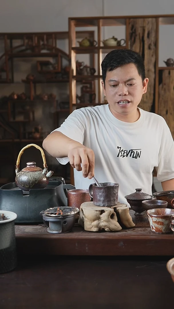 紫砂全手工正把手捏杯（蛤蜊）＋瓢