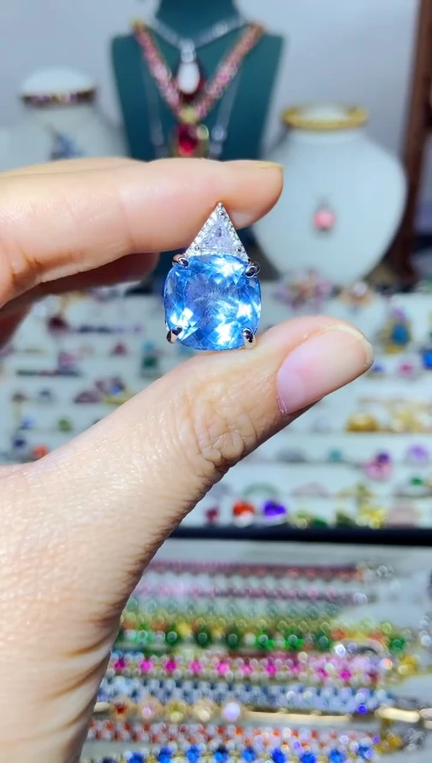 银S925镶嵌戒指烟晶144