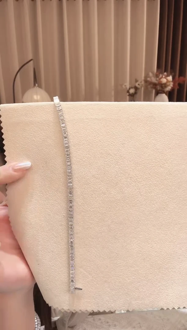 18K金镶嵌实验室培育钻石20分祖切网球手链k白 17手围