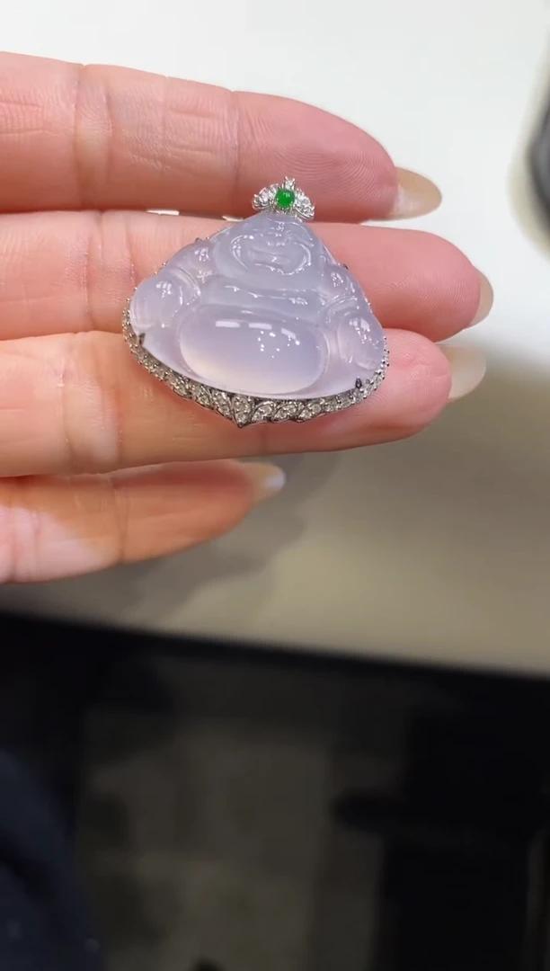 吊坠(不含链)18K金镶嵌翡翠佛公