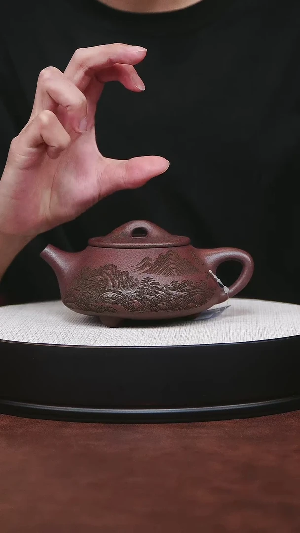 紫砂茶宠宜兴紫砂 桃花泥 石瓢