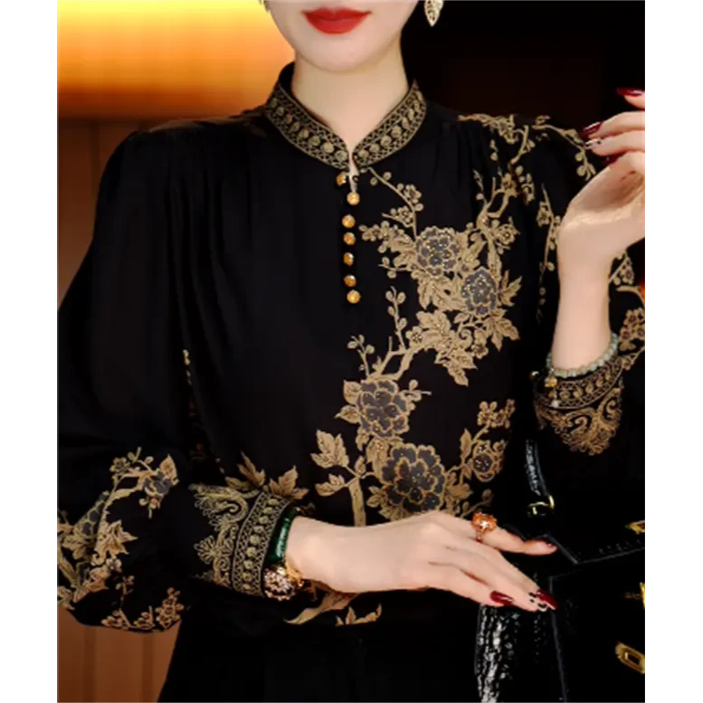 高端印花女显瘦显白百搭减龄气质时尚套头上衣668