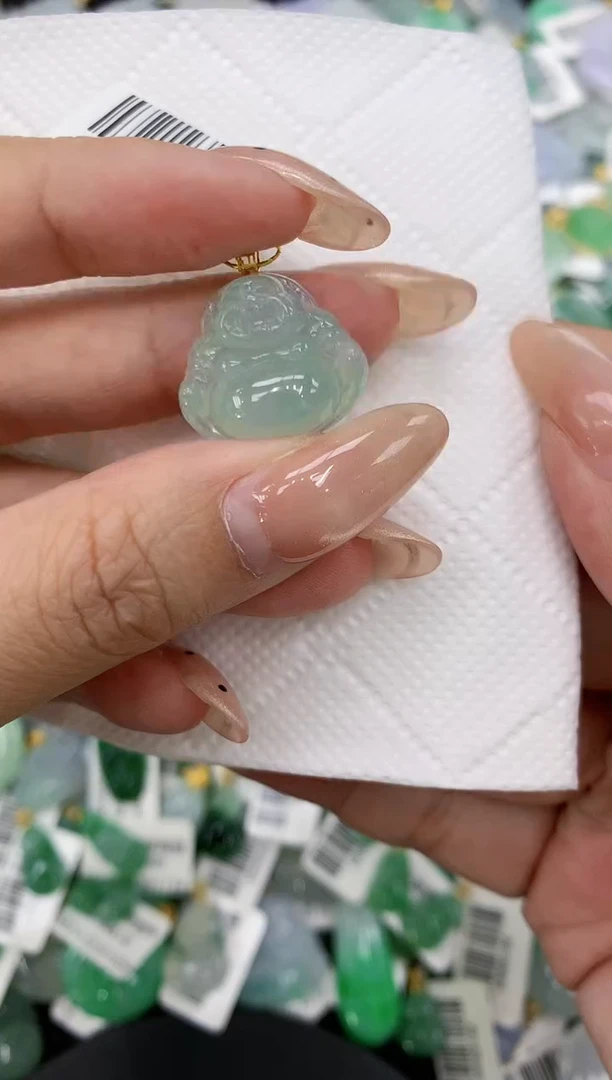 颈饰18K金镶嵌翡翠a货支持复检百元以上9元证书费自理