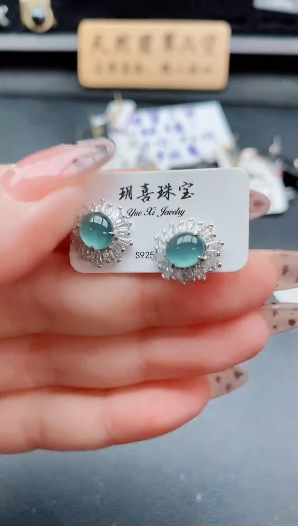 银S925镶嵌戒指翡翠1
