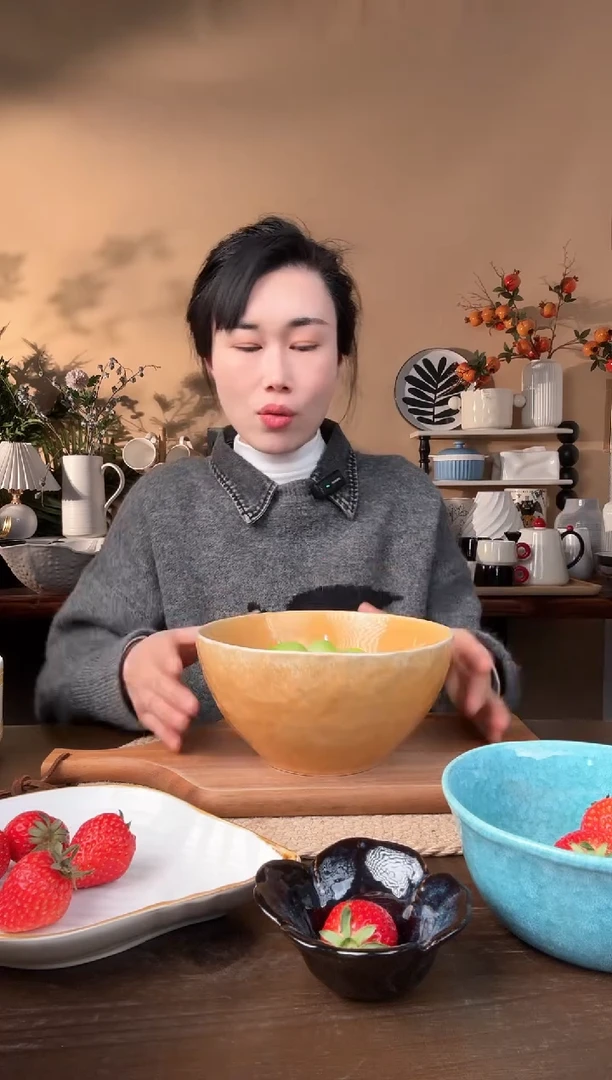 【闪购商品】瓷片7.5英寸异形窑变黄汤碗微瑕