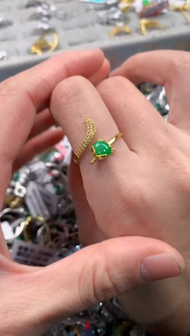 银S925镶嵌戒指翡翠5                    9