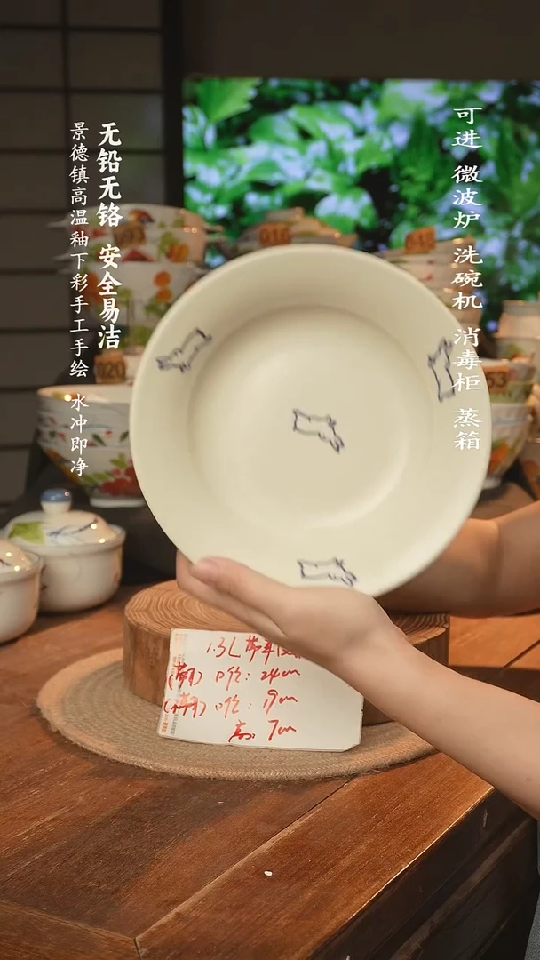 瓷景德镇高温瓷釉下彩手绘陶瓷